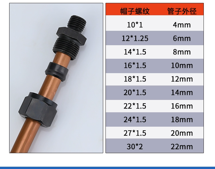 Khớp nối thủy lực kết hợp hệ mét ren đầu nối thẳng ống thép nối ống 10 * 1M14M16 * 1.5