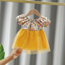 Girls summer clothes dress dress baby Broken Flowers Dress Foreign Air 2021 Summer New Children Chants Dress Korean Version Princess Dress