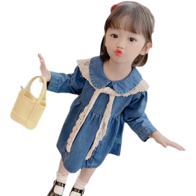 Girls 2021 spring new baby girl denim princess skirt children's denim clothes children's dress children's clothing skirt