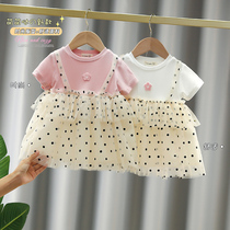 Summer 2021 girl short sleeve dress dress dress child vest skirt Skirt Girl Lace Dress Girl Lace Dress Baby Princess Dress