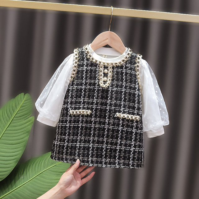 Girls' small fragrance suit vest skirt dress children's spring and autumn clothes three-year-old girl spring clothes fashionable skirt