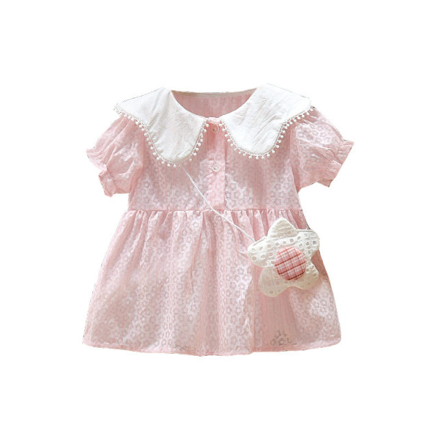 2021 Korean version of girls' short-sleeved skirt summer dress girl baby flower princess dress baby one-year-old girl child dress