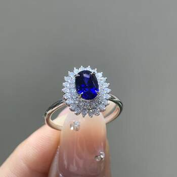 18k white gold diamond and sapphire ring