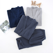 New Japanese cotton home clothes men and women couples loose yukata suit ladies large size sweat steaming suit kimono set
