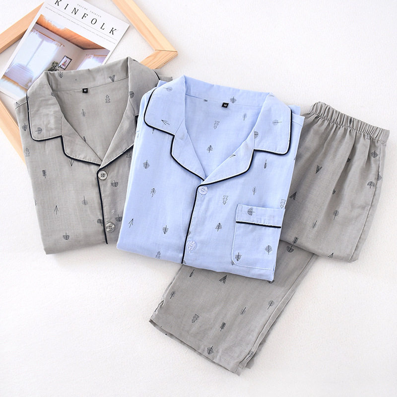 New Men Long-sleeved Cotton Double-deck Sauor Spring and Summer Youth Thin Breakthrough Casual Home Clothes