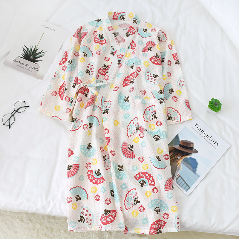New cotton gauze female sweat steam suit Japanese and Korean edition cute beauty dress lady all cotton gown