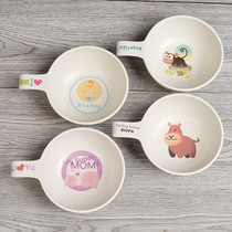 Bamboo fiber childrens creative environmental protection single-ear bowl cartoon bowl cute cartoon baby anti-drop tableware gift