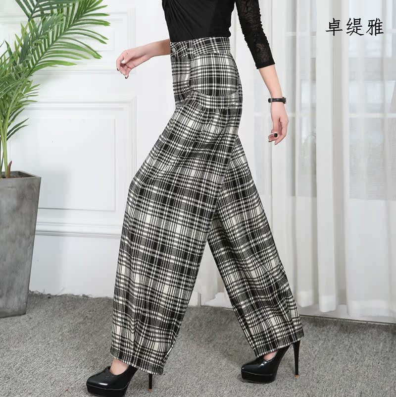 The new Latin modern standard dance wide leg pants long pants dance pants tweed small feet large size mid-rise practice dance fashion women's pants