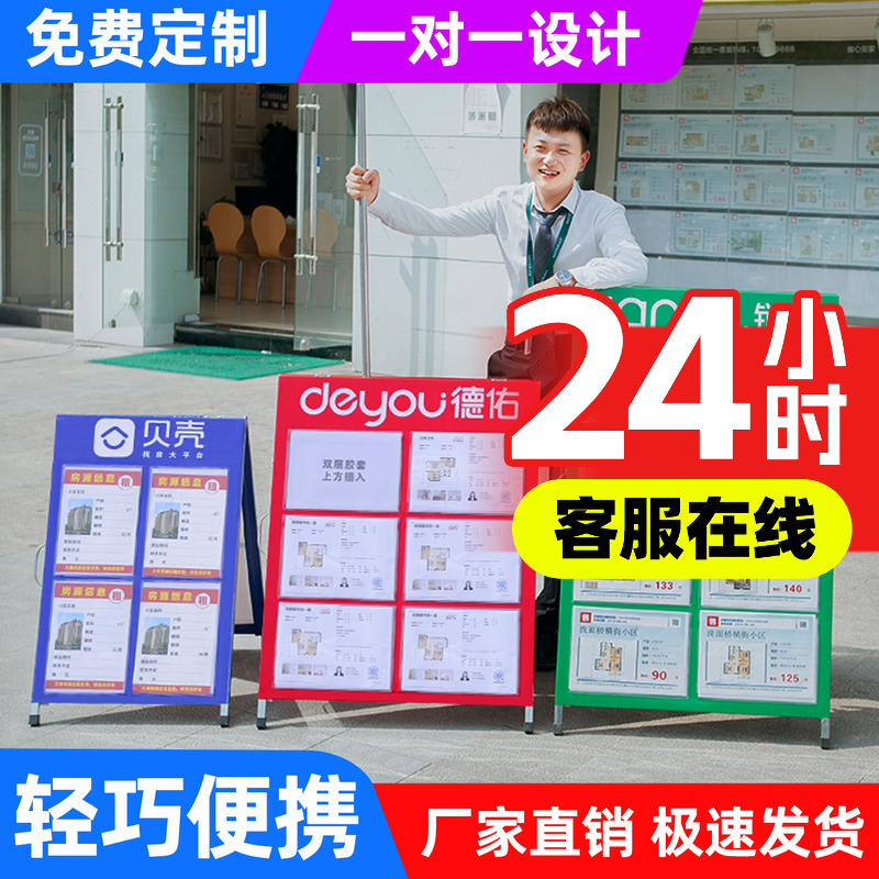 Real Estate Information Display Board, Agent Listings Display Board, Lianjia Standing Board, Double-Sided A-Frame Board, Foldable Display Stand