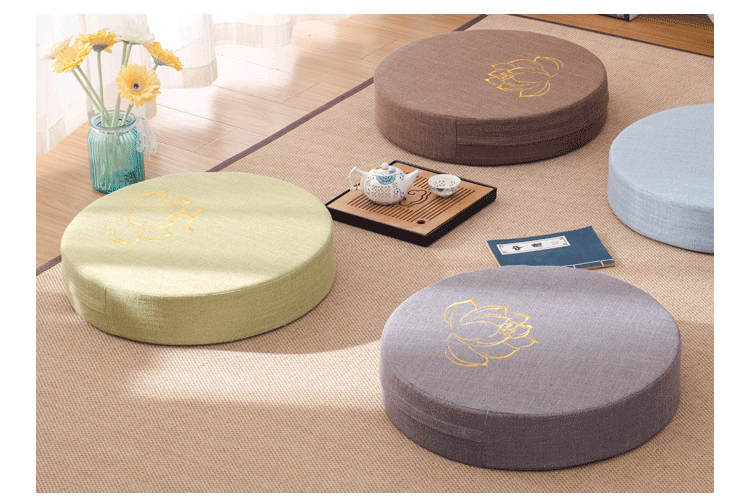 Nhật Bản futon đệm vải dày cửa sổ sàn tatami và một hình tròn thiền đệm pad chơi Baidian thể tháo rời và rửa được - Ghế đệm / đệm Sofa đêm ghế gỗ