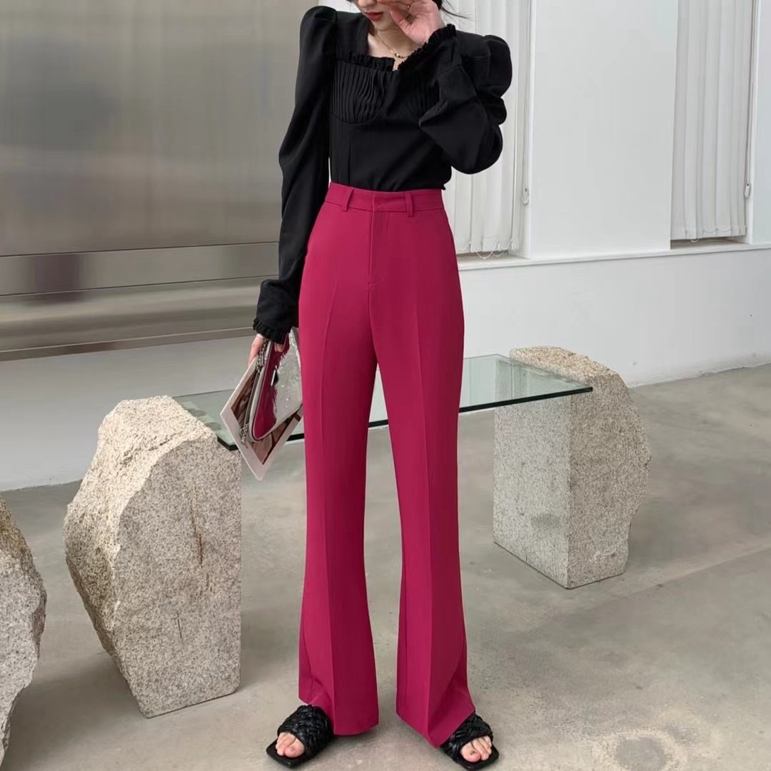 Sashimi micro horn pants woman high waist display slim fit suit pants 2022 Spring and summer Korean version casual drag underpants