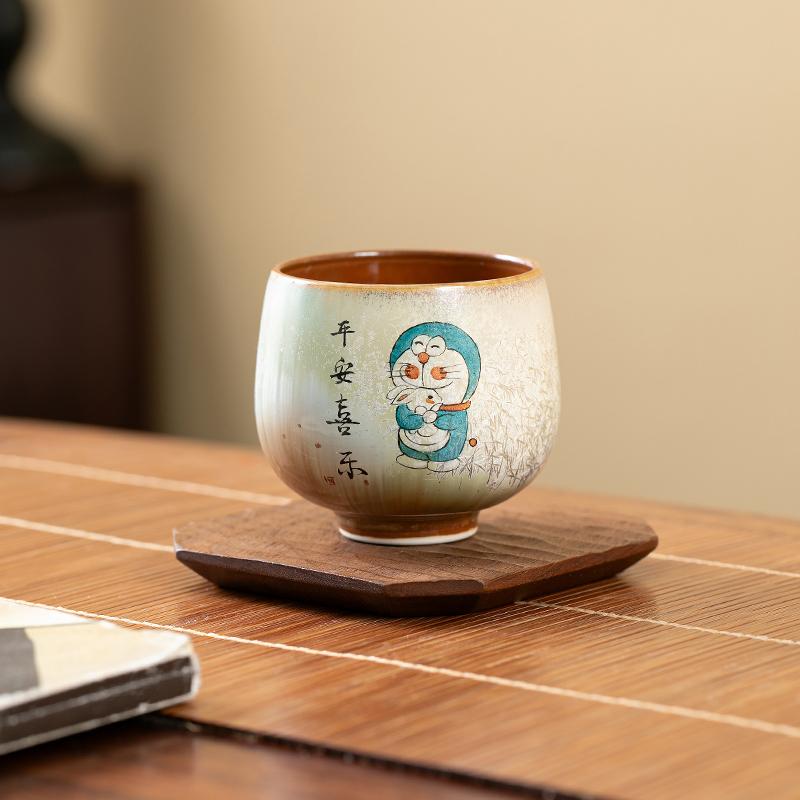 Jingdezhen Hand-Painted Doraemon Ceramic Tea Cup, Personal Use Cup with Kiln-Glazed Finish, Single Cup with Gift Box Jingdezhen Hand-Painted Doraemon Ceramic Tea Cup, Personal Use Cup with Kiln-Glazed Finish, Single Cup with Gift Box