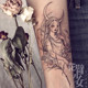 Flower-armed girl with a big picture of the moon and 3 tattoo stickers