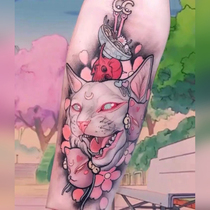 Flower-armed girl TATTOO Z25 ins Super fire Japanese Ukiyo-e Sphinx cat soft sister tattoo stickers
