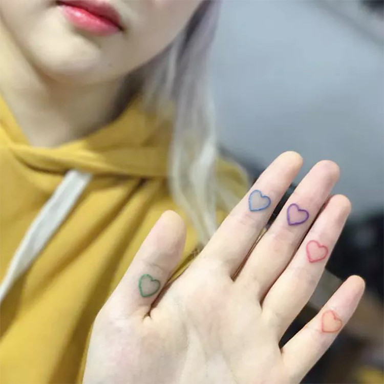 Floral arm Girl TATTOO 160 Elegant Wind Cute Colorful Tattooed RAINBOW COLOR LOVING FINGER TATTOO PATCH