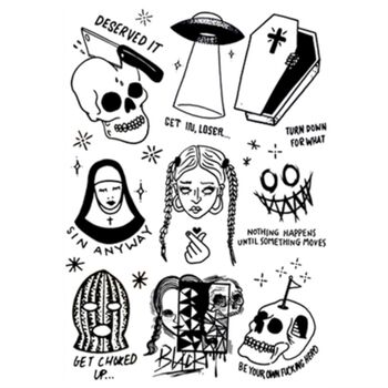 Flower-Armed Girl Tattoo D48 Halloween Dark Multi-Image Skull Gonsert Madonna Tattoo Sticker Anti-