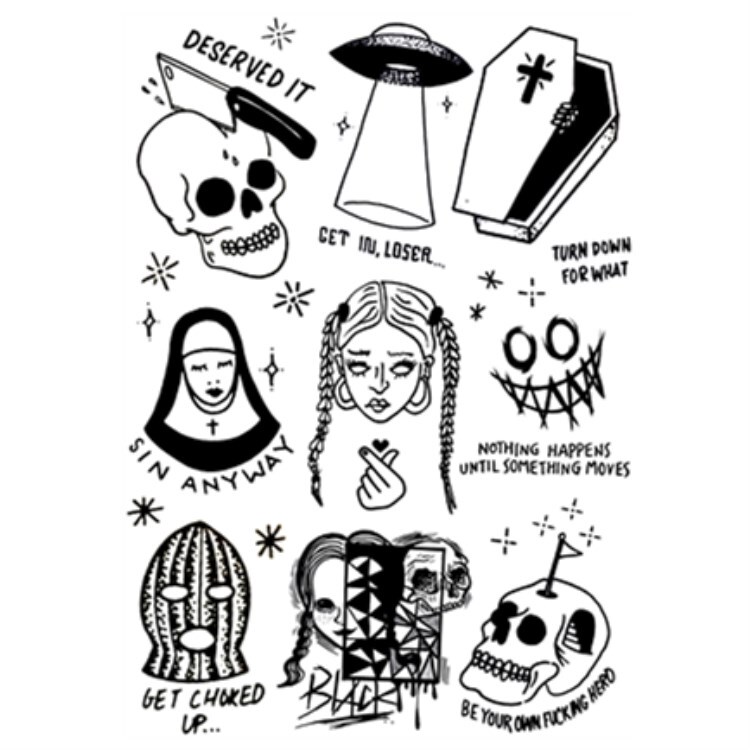 Flower-Armed Girl Tattoo D48 Halloween Dark Multi-Image Skull Gonsert Madonna Tattoo Sticker Anti- Flower-Armed Girl Tattoo D48 Halloween Dark Multi-Image Skull Gonsert Madonna Tattoo Sticker Anti-