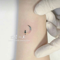  FLOWER ARM GIRL TATTOO S62 Cute moon cat girl tattoo sticker 9 pieces