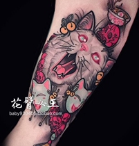 The freshwater girls TATTOO D 1.2 million Halloween dark lines ukiyo-e Cat Girl Harajuku TATTOO stickers