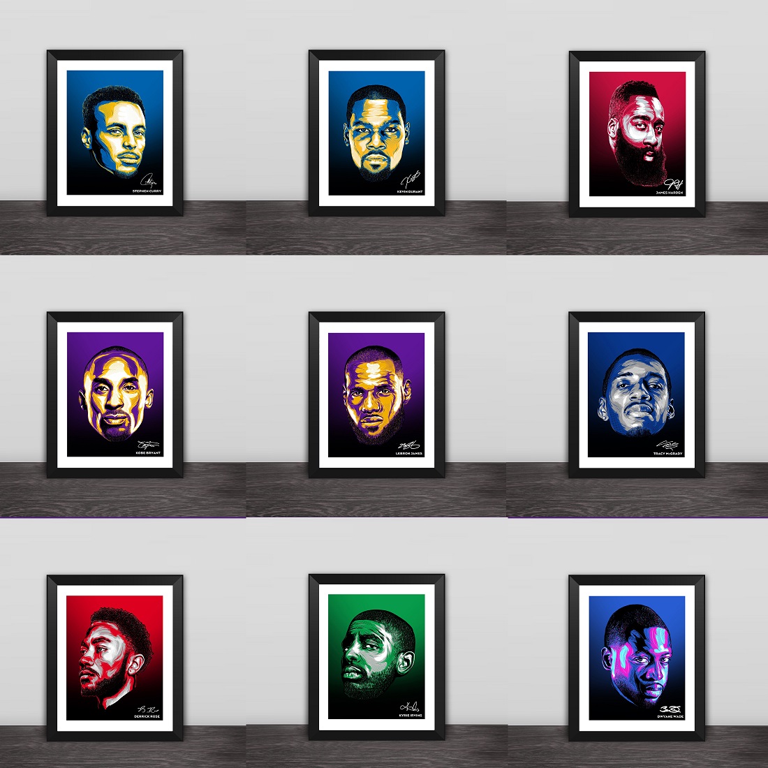 Kobe James Curry Owen Harden Basketball Super Head Image Photo Frame Bar Decorate Gift Photo Wall