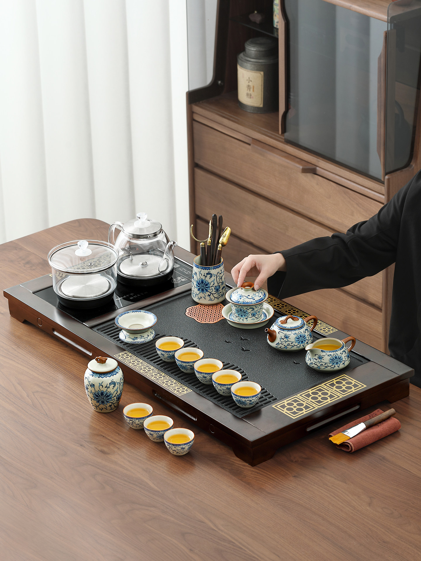 Fully Automatic Tea Tray and Tea Set 2026 New Model Household Kettle Integrated Kung Fu Tea Set Tea Table Complete Set