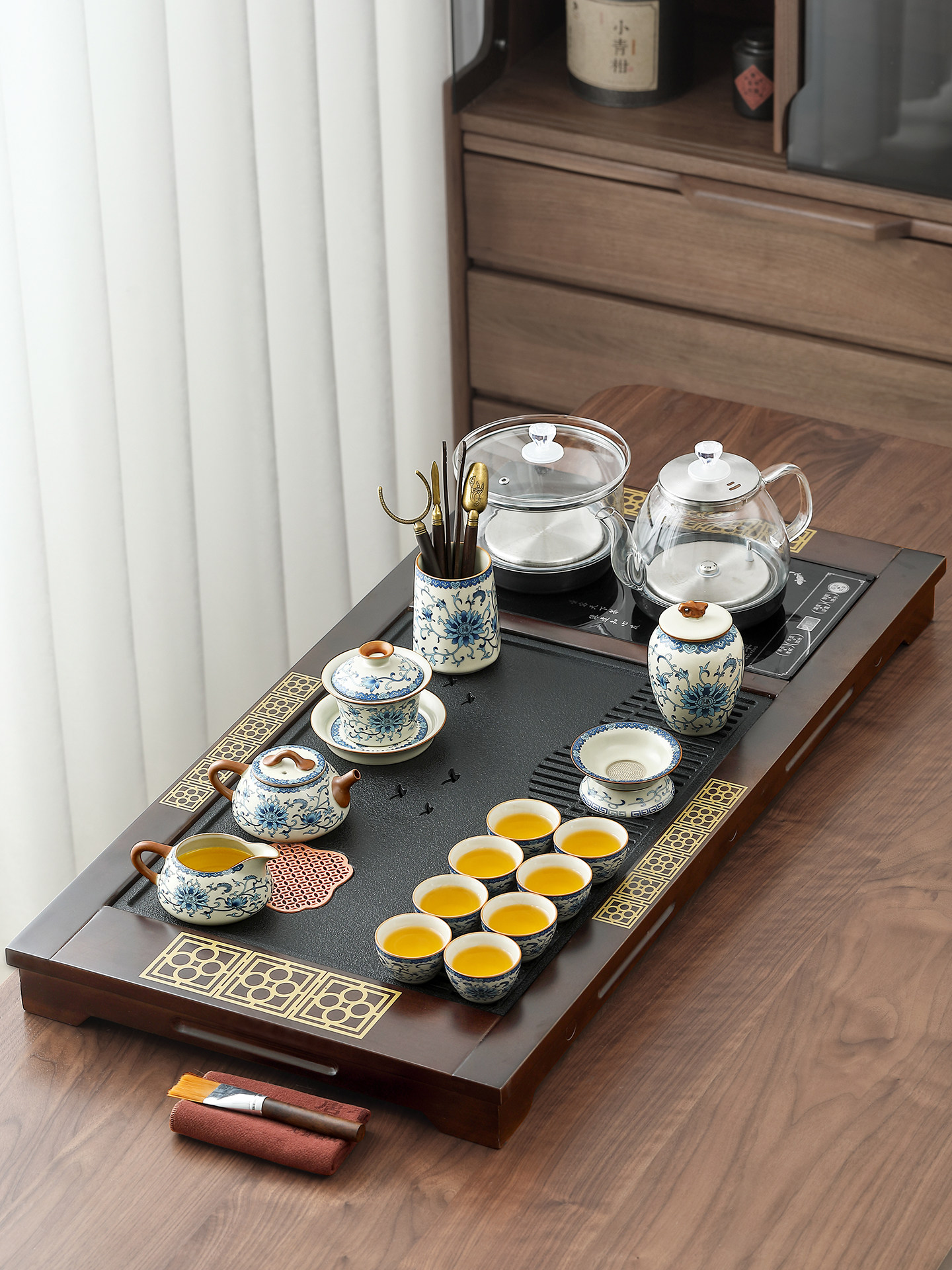 Fully Automatic Tea Tray and Tea Set 2026 New Model Household Kettle Integrated Kung Fu Tea Set Tea Table Complete Set