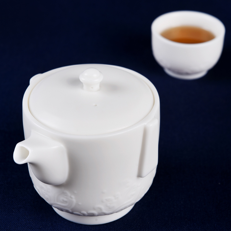 Tang Feng travel a pot of two cup of suet jade is suing crack cup office filter teapot white porcelain kung fu tea set