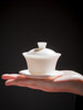 Unpolished Jadeite Kung Fu Tea Set for Home and Office Use, High-End Dehua White Porcelain Gaiwan Tea Cup Complete Set
