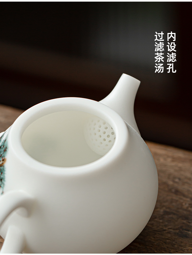 Tang Feng suet jade single pot home office teapot ceramic filter kung fu tea to implement simple hand grasp pot