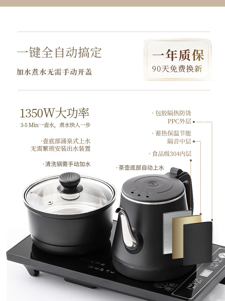 Tangfeng Fully Automatic Tea Tray and Tea Set for Brewing Tea, Suitable for Home and Office Use, High-End Frosted Teapot and Teacups, Complete Set