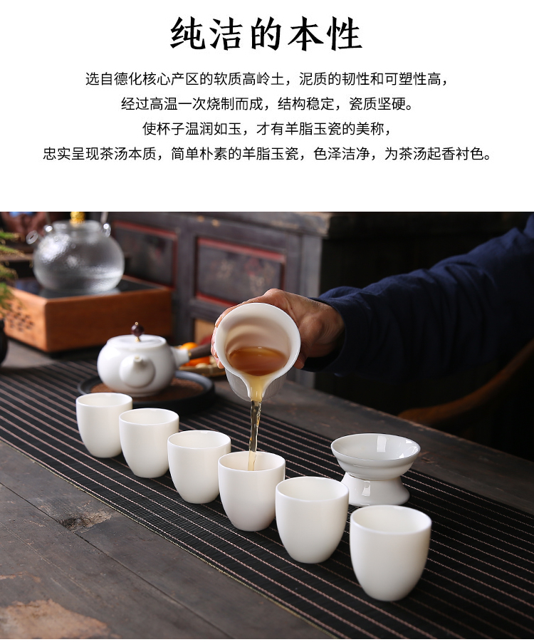 Tang Feng suet jade home teapot teacup gift boxes contracted modern dehua white porcelain of a complete set of 190016