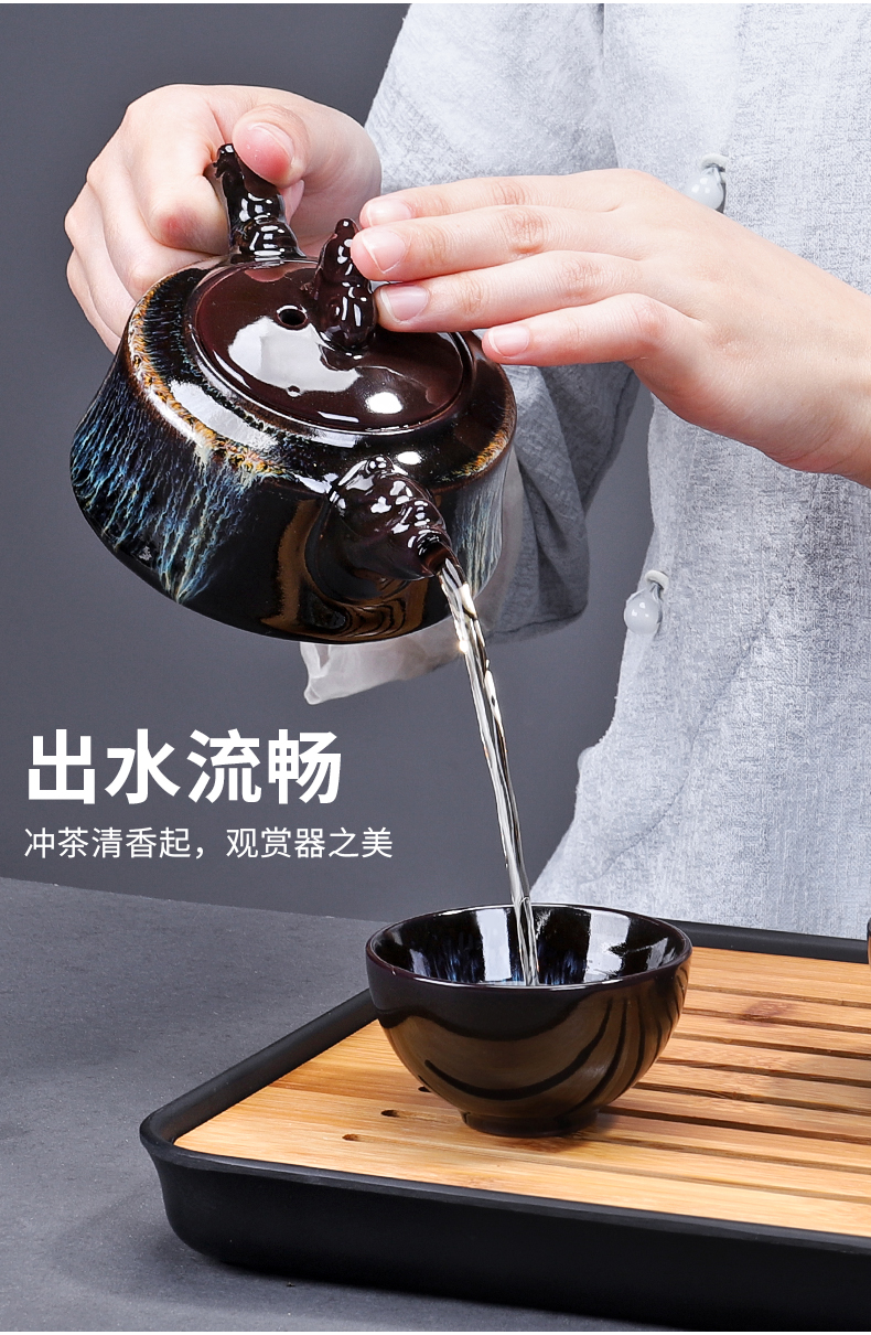 Tang Feng variable travel tea set a pot of four cups of tea pot teapot red glaze, portable is suing the receive a crack cup