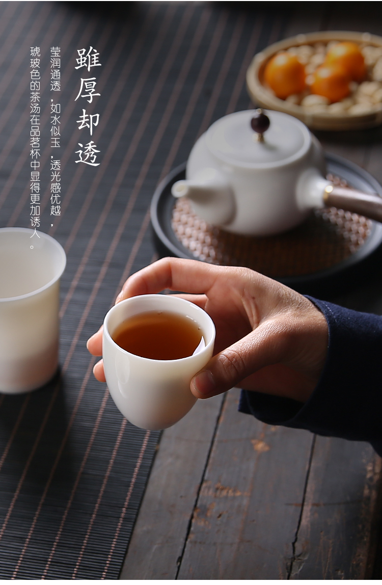 Tang Feng suet jade home teapot teacup gift boxes contracted modern dehua white porcelain of a complete set of 190016