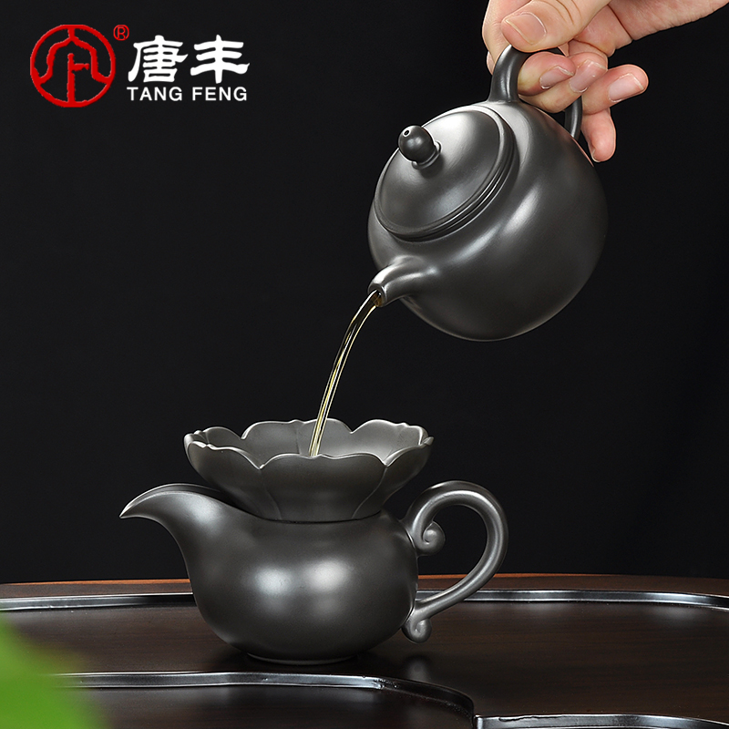 Tang Feng a whole piece of ebony wood tea tray was suit violet arenaceous imitation song dynasty style typeface your up TaoLu kung fu tea set iron pot of electricity