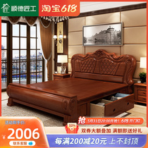 Eurostyle main bedroom with solid wood bed 1 8 m Double wedding bed American Country furniture minimalist modern 1 5 storage high box bed
