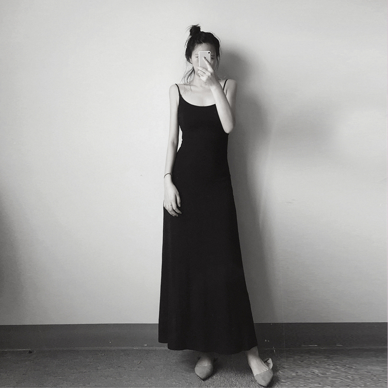 U-Neck Tank Top Slip Dress for Women, Spring and Summer, Tall Ankle-Length Maxi Dress, Slim-Fitting Modal Cotton Dress