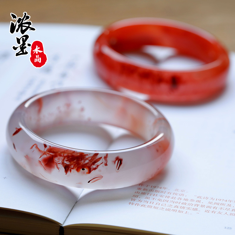 Natural Baoshan Southern Red Agate Bracelet, Persimmon Red, Southwest Red Agate Bracelet, Ice Floating Flower Lychee Jelly Round Bracelet