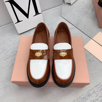 Genuine leather womens Lefoe shoes coin tricks Fortune Shoes Flat Bottom Thick and lazy Man One foot pedal Inlenwind and European and American small leather shoes