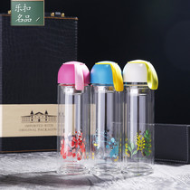 Music Buckle Music Buckle Glass Water Cup Portable Tea Water Cup With Handcup Creativity Cute Double Cup Home Transparent Water Bottle