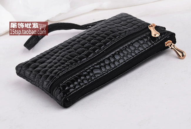 Tinh tế nhỏ gọn đôi dây kéo bằng sáng chế da single layer ngắn còng tay ví bag ladies thay đổi chính điện thoại di động túi nhỏ bóp da