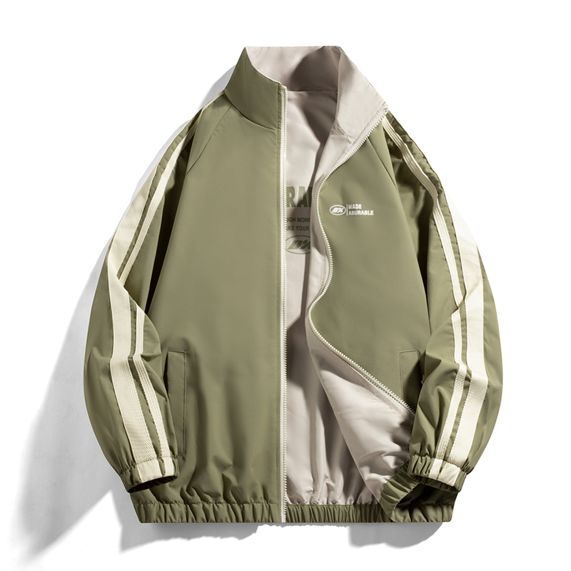 Men's Reversible Jacket for Spring and Autumn, Sporty Casual Versatile Outerwear with Zipper, Double-Sided Design Men's Reversible Jacket for Spring and Autumn, Sporty Casual Versatile Outerwear with Zipper, Double-Sided Design