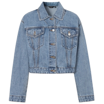 Eveli Design Short Air-Conditioning Cool Blue Denim Jacket Womens 2024 Spring New Versatile Top