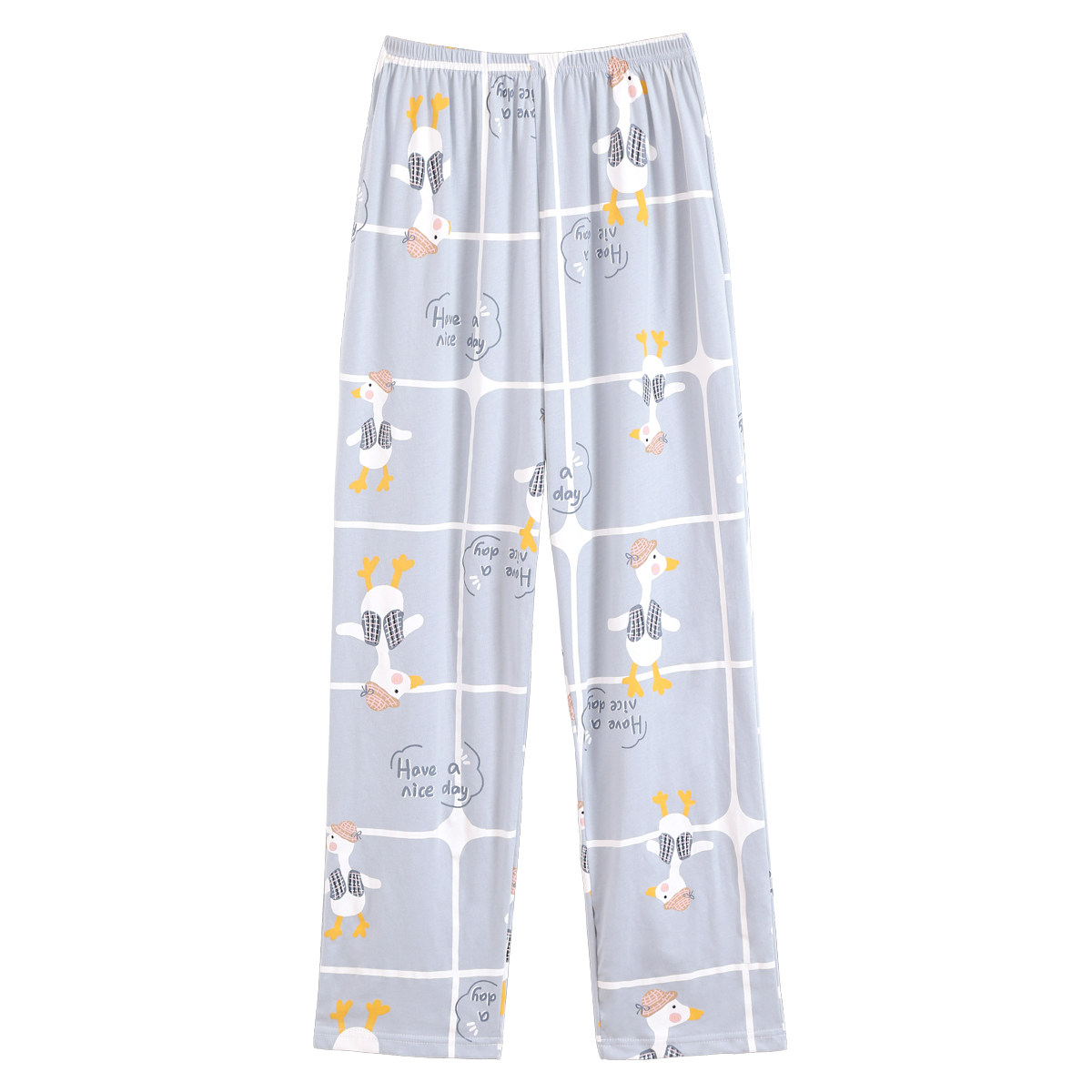 Women's pajamas knitted cotton trousers Spring and autumn summer cotton home pants large size confinement pants cartoon loose thin