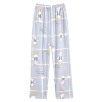 Womens pajamas knitted cotton trousers Spring and autumn summer cotton home pants large size confinement pants cartoon loose thin