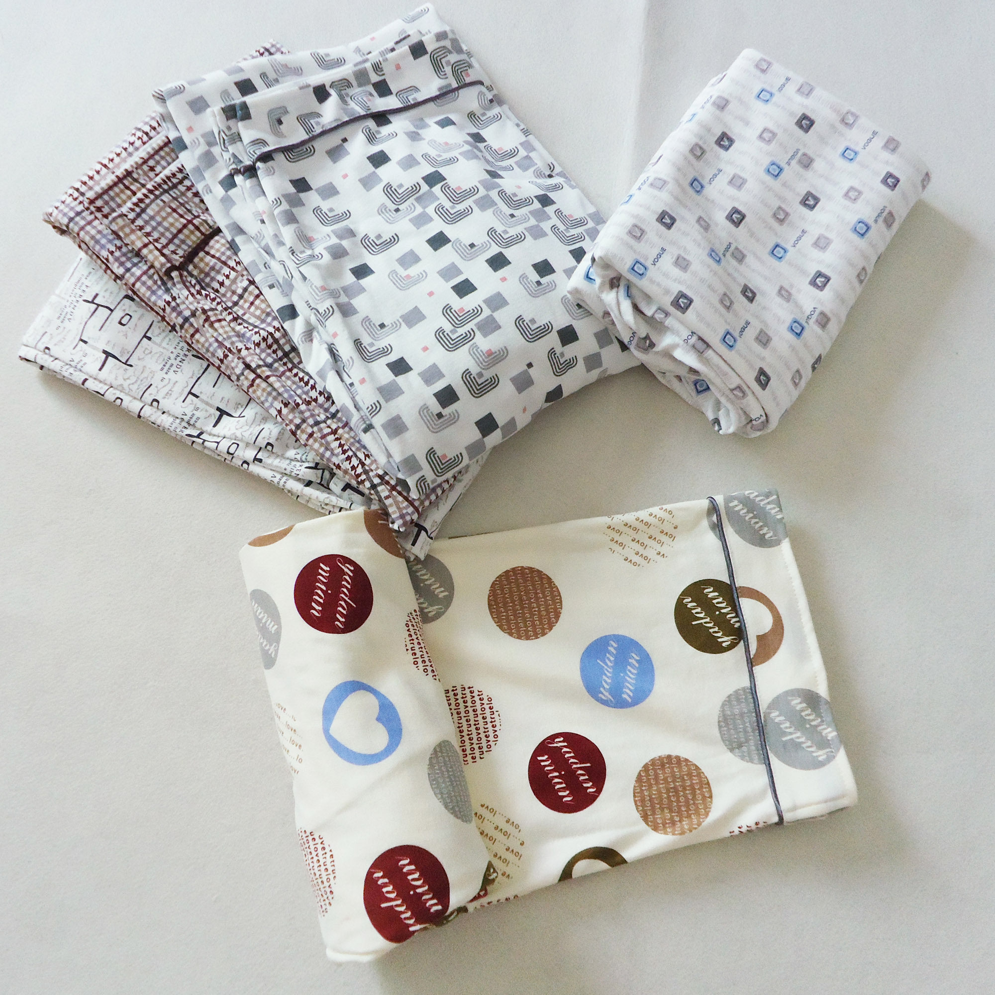 Men's pajamas loose cotton trousers Plaid thin home pants Plus size knitted cotton spring, summer and winter thickened