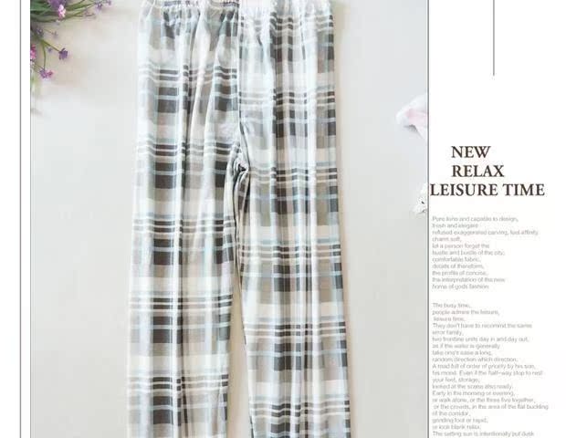 Quần pyjama nam Quần cotton rộng Quần kẻ sọc Quần nhà mỏng XL Đan Cotton Mùa xuân hè Mùa hè dày quần mặc nhà đẹp