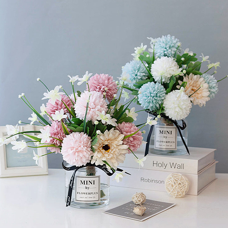 Simulation full of star embroidery Nordic small fresh fake vase flower flowery set guest restaurant table fitting