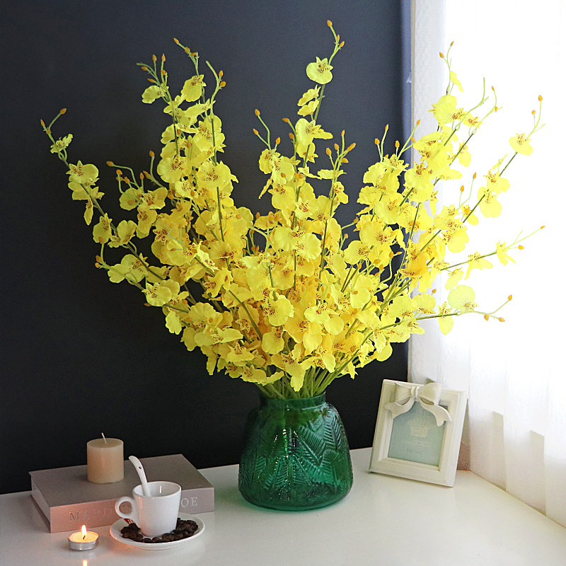 Dancing Orchid Simulation Flower Set European Fake Flower Dried Bouquet Home Living Room Dining Table TV Cabinet Decorative Floral Ornament