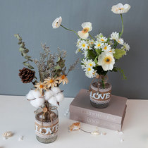 Sunshine Emulation Sunflower Sun Flower Bouquet Art Glass Vase Dry Flowers Art Suit Tian Garden Fresh Bedroom Desk