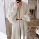 Korean chic autumn and winter elegant loose over-the-knee mid-length long-sleeved warm heavy-duty imitation mink fur coat with belt